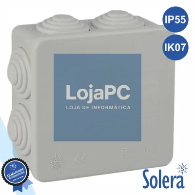 CAIXA DE PASSAGEM ESTANQUE C/ 7 CONES 80x80x35MM IP55 SOLERA