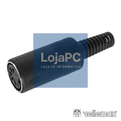 FICHA DIN 5P FÊMEA PRETA 180° P/ SOLDAR VELLEMAN