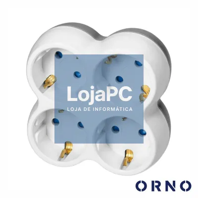 Ficha Elétrica Adaptadora 4x Schuko Branco ORNO