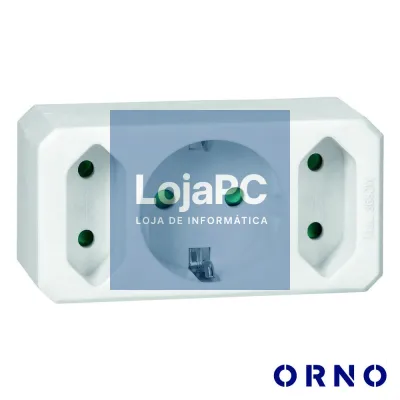 Ficha Elétrica Adaptadora 1x Schuko 2x AC Plana ORNO