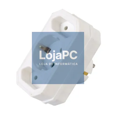 TOMADA ELÉTRICA C/ 2 SAÍDAS PLANAS 1 SCHUKO BRANCO