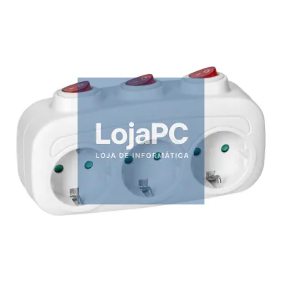 Ficha Elétrica Adaptadora 3x Schuko C/ Interruptores VIRONE