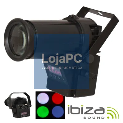 PROJETOR LUZ C/ LED RGBW 10W SPOT DMX MIC IBIZA