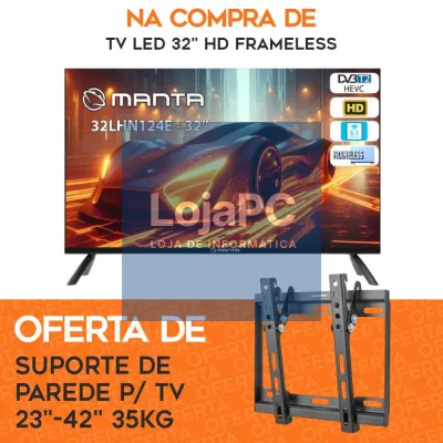 TV LED HD 32" C/ OFERTA Suporte de Parede P/ TV 13"- 42"