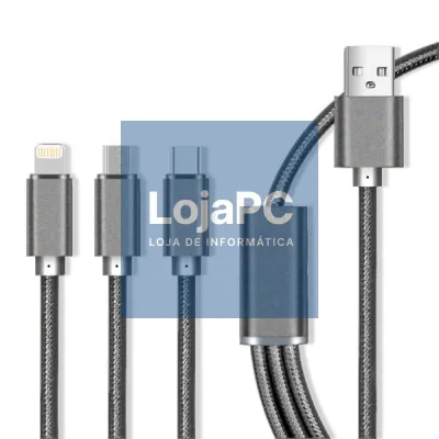 Cabo USB-A 2.0 / Micro USB-B Iphone 8P USB-C Cinzento