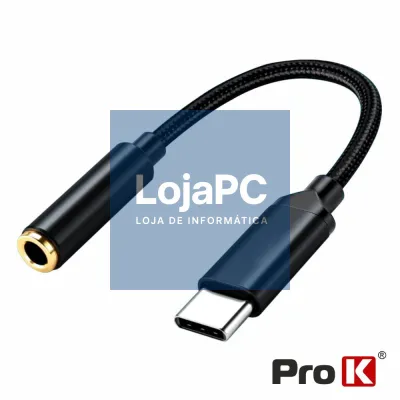 Cabo Adaptador USB-C Macho / Jack 3.5mm Fêmea PROK