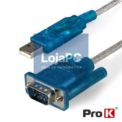 Cabo Adaptador USB-A / Porta Série RS232 1M PROK