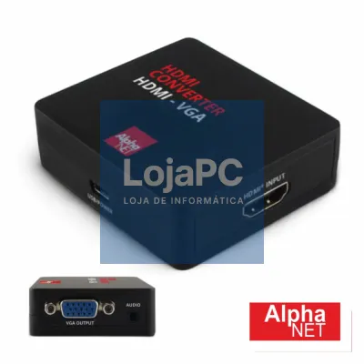 CONVERSOR HDMI -> VGA C/ ÁUDIO AMPLIFICADO ALPHANET