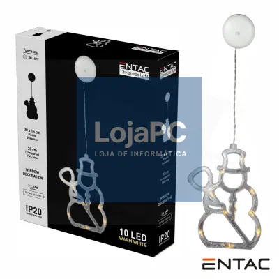 Boneco Neve Decorativo c/ ventosa 10 LED 3000K a pilhas