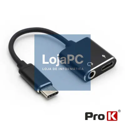 Adaptador USB-C P/ USB-C / Jack 3.5mm PROK