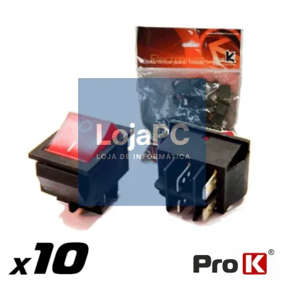 INTERRUPTOR BASCULANTE C/ LUZ 15A-250V SPST ON-OFF 10X PROK