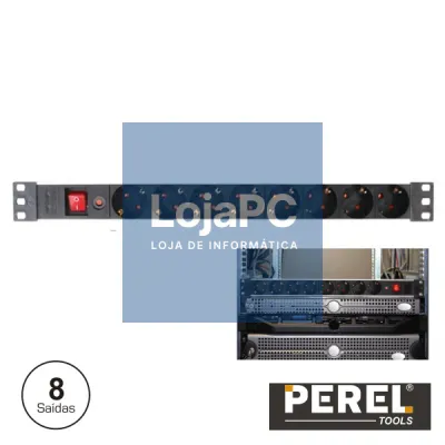 TOMADA ELÉTRICA C/ 8 SAÍDAS INTERRUPTOR PROTEÇÃO P/ BASTIDOR
