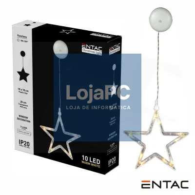 Estrela Decorativo c/ ventosa 10 LED 3000K a pilhas ENTAC