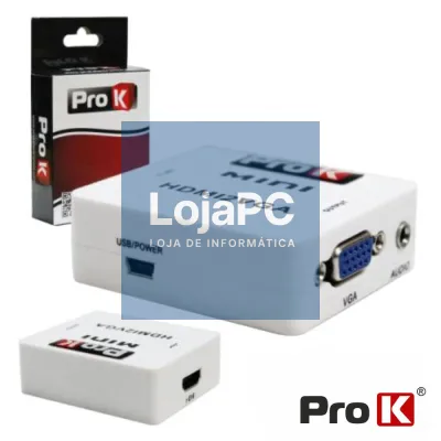 CONVERSOR HDMI -> VGA C/ ÁUDIO AMPLIFICADO PROK
