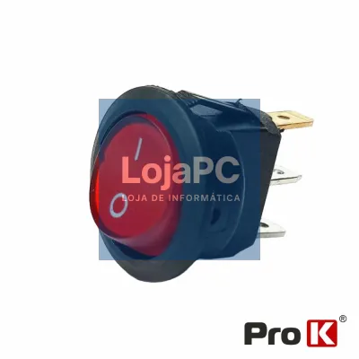 Interruptor Basculante LED 20A-12V On-Off Vermelho
