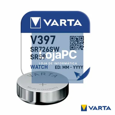 Pilha Óxido Prata Botão V397/SR726SW/SR59 1.55V VARTA