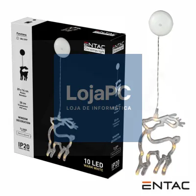 Rena Decorativo c/ ventosa 10 LED 3000K a pilhas ENTAC