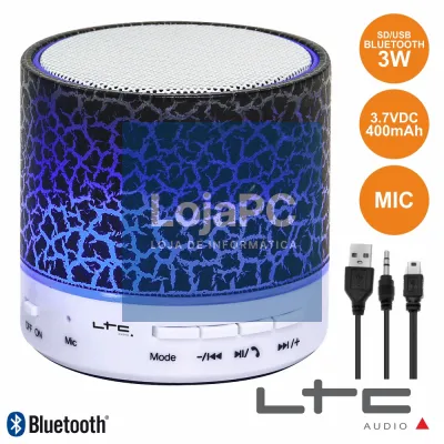 COLUNA BLUETOOTH PORTÁTIL 3W USB/SD/AUX/BAT/MIC LTC