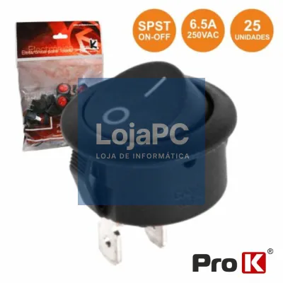 INTERRUPTOR BASCULANTE 6.5A-250V SPST ON-OFF 25X PROK