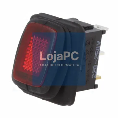 Interruptor Basculante C/ Luz 16A-250V SPST ON-OFF Vermelho