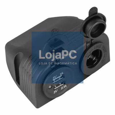 Caixa C/ Tomada USB Dupla + Ficha Isqueiro