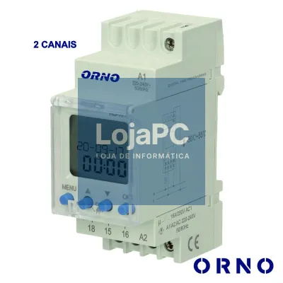 Temporizador Semanal Digital 16A 230V P/ Calha Din ORNO