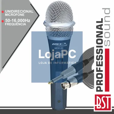 MICROFONE DINÂMICO UNIDIRECCIONAL C/ CABO 50HZ-16KHZ BST