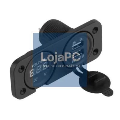Tomada USB Dupla De Embutir C/ Voltímetro