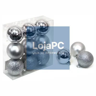 Conjunto 9 Bolas De Natal Prateadas