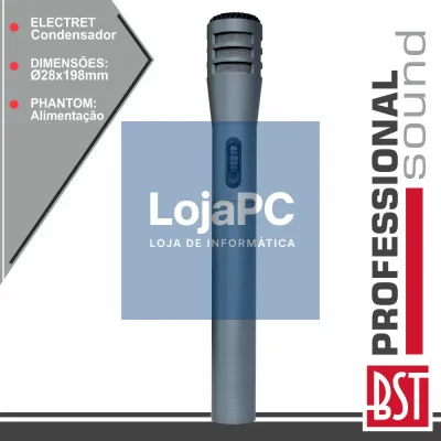 MICROFONE CONDENSADOR ELECTRET 1.5V PHANTOM BST