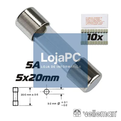 FUSÍVEL 5X20 FUSÃO LENTA 5A (10X) VELLEMAN