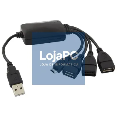 HUB USB2.0 C/ 3 PORTAS USB E 1 MICRO USB-B