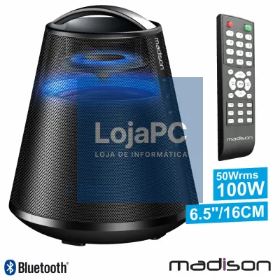 COLUNA BLUETOOTH PORTÁTIL PRETO 100W USB/BT/FM/AUX/BAT