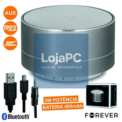 COLUNA BLUETOOTH PORTÁTIL 3W USB/MICROSD/FM/BAT PRATA