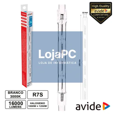 LÂMPADA R7S 78MM 1000W=1250W 230V HALOGÉNEO 16000LM AVIDE