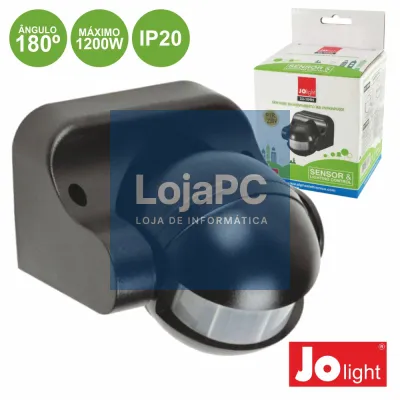 DETECTOR DE MOVIMENTOS PIR DE PAREDE PRETO JOLIGHT