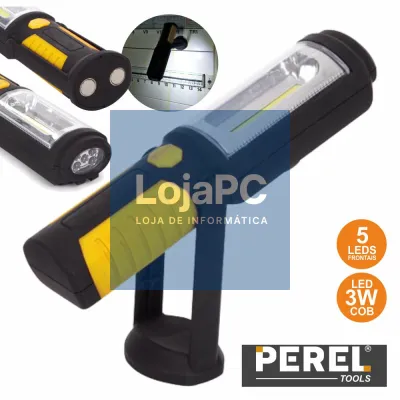 LÂMPADA MAGNÉTICA C/ SUPORTE 1 LED COB 3W + 5 LEDS PEREL