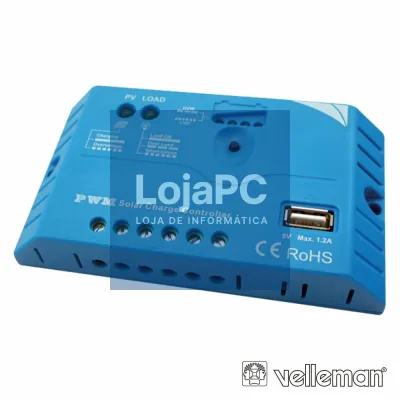 REGULADOR PAINEL FOTOVOLTÁICO 10A 12/24VDC USB VELLEMAN