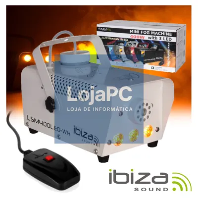MÁQUINA DE FUMOS 400W C/ 3 LEDS 3W E COMANDO BRANCO IBIZA