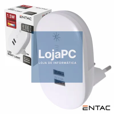 Luz De Presença LED 3000K 230V C/ 2 Portas USB-A ENTAC