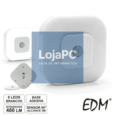 LANTERNA DE PAREDE 8 LEDS BRANCOS C/ SENSOR 90º