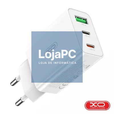 Alimentador USB-A / 2x USB-C PD QC + Cabo USB-A P/ MicroUSB