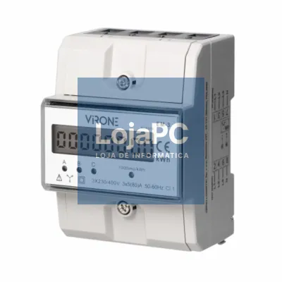 Contador Energia Digital Trifásico 230V/80A 4.3 Módulos DIN