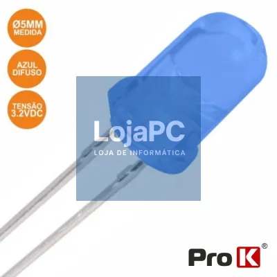LED 5MM ALTO BRILHO AZUL DIFUSO PROK