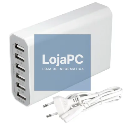 ALIMENTADOR COMPACTO COMUTADO 6 USB 5V 10A BRANCO