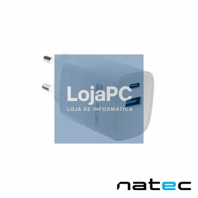 Alimentador GaN 30W PD/QC USB-C/USB-A RIBERA Branco NATEC