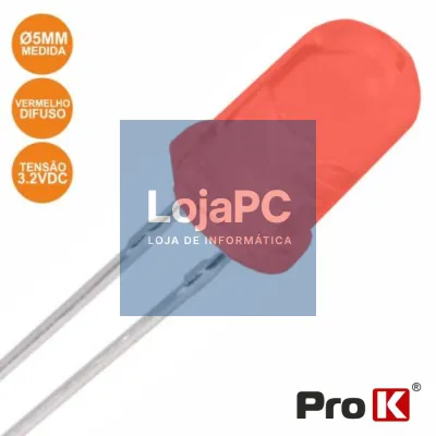 LED 5MM ALTO BRILHO VERMELHO DIFUSO PROK