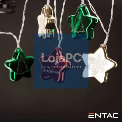 Grinalda 10 LEDS Estrelas Coloridas 2xAA 1.65m ENTAC