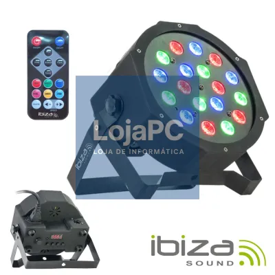 Projetor Luz C/ 18 LEDS RGB DMX Comando IBIZA