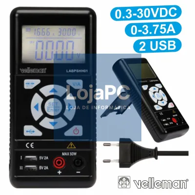 FONTE DE ALIMENTAÇÃO DIGITAL 0-30V / 0-3.75A 2 USB VELLEMAN